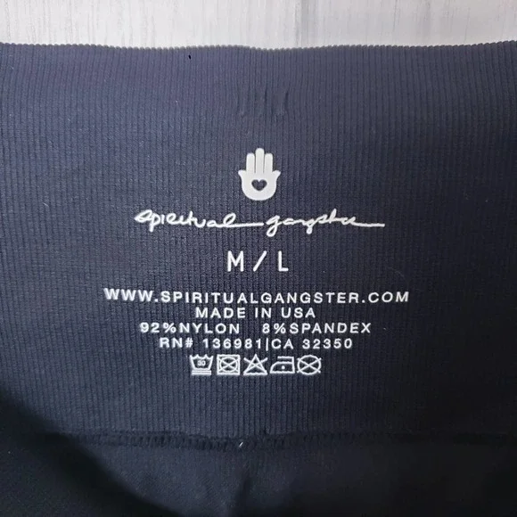 Spiritual Gangster M/L Star Mesh Leggings Full Length Workout Black SU83677021 - Picture 8 of 8